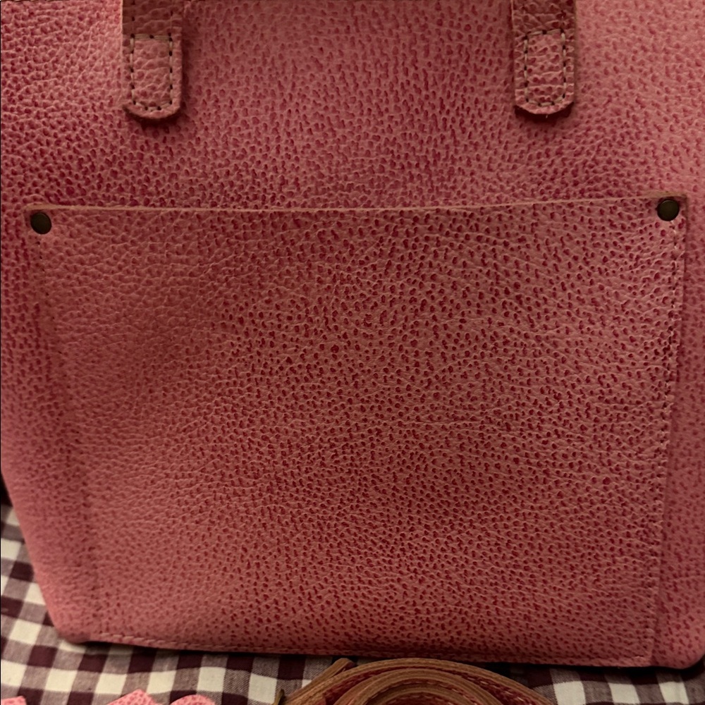 Portland Leather Goods Medium Zip Tote (Bubblegum) + 3 flower snaps - Picture 3 of 8